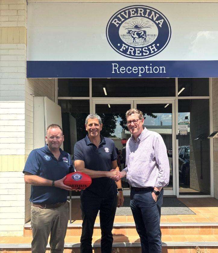 L - R: Luke Olsen (Competition Manager – AFL Riverina), Craig Shapiro (Executive Chairman – Riverina Fresh, Michael Irons – AFL Riverina Chairman)