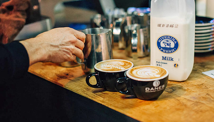 Two cups of barista-made coffee