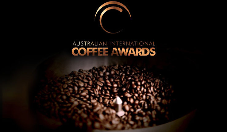 Australian International Coffee Awards logo with coffee beans